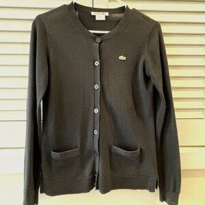Women's Lacoste cardigan, Black size 38/small, 100% cotton, v good condition.